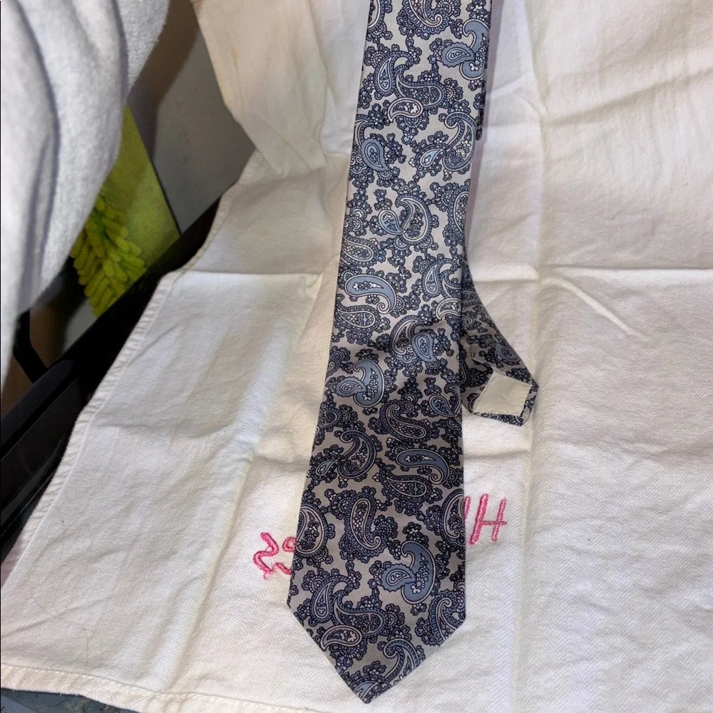 Dior Blue/White Paisley Silk Tie “Cravates” Vintage